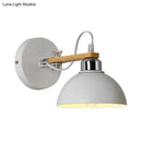 GobekUsa White Metallic and Wood Wall Sconce for Bedroom - Simple Style, Bowl-Shaped Light Fixture.