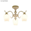 GobekUsa White Opaline Glass Cone Ceiling Lamp - 6-Light Semi Flush Chandelier in Countryside Style - 18.5"/24.5" Width