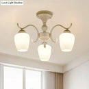 GobekUsa White Opaline Glass Cone Ceiling Lamp - 6-Light Semi Flush Chandelier in Countryside Style - 18.5"/24.5" Width