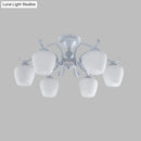 GobekUsa White Opaline Glass Cone Ceiling Lamp - 6-Light Semi Flush Chandelier in Countryside Style - 18.5"/24.5" Width