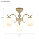 GobekUsa White Opaline Glass Cone Ceiling Lamp - 6-Light Semi Flush Chandelier in Countryside Style - 18.5"/24.5" Width