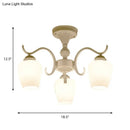 GobekUsa White Opaline Glass Cone Ceiling Lamp - 6-Light Semi Flush Chandelier in Countryside Style - 18.5"/24.5" Width