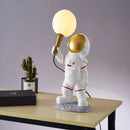 GobekUsa White Resin Spaceman Table Lamp - Creative Cartoon 1 Head Nightstand Light for Child's Room