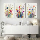 Wildflowers watercolour canvas wall art set – living room posters