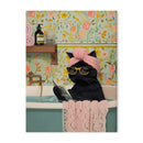 Black panther pink bathtub animal canvas wall art bathroom decor by Decorbites