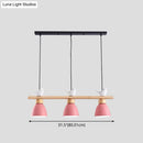 GobekUsa Wood & Metal Macaron Bowl Pendant Light with 3 Lights for Island, Electric Socket