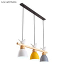 GobekUsa Wood & Metal Macaron Bowl Pendant Light with 3 Lights for Island, Electric Socket