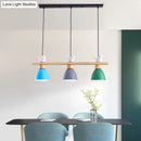 GobekUsa Wood & Metal Macaron Bowl Pendant Light with 3 Lights for Island, Electric Socket