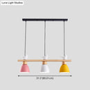 GobekUsa Wood & Metal Macaron Bowl Pendant Light with 3 Lights for Island, Electric Socket