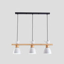 GobekUsa Wood & Metal Macaron Bowl Pendant Light with 3 Lights for Island, Electric Socket