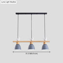 GobekUsa Wood & Metal Macaron Bowl Pendant Light with 3 Lights for Island, Electric Socket