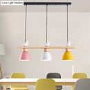GobekUsa Wood & Metal Macaron Bowl Pendant Light with 3 Lights for Island, Electric Socket