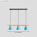 GobekUsa Wood & Metal Macaron Bowl Pendant Light with 3 Lights for Island, Electric Socket