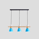 GobekUsa Wood & Metal Macaron Bowl Pendant Light with 3 Lights for Island, Electric Socket