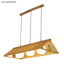 GobekUsa Wooden Asian Triangle Island Pendant Light in Natural Wood Finish