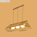 GobekUsa Wooden Asian Triangle Island Pendant Light in Natural Wood Finish