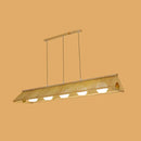 GobekUsa Wooden Asian Triangle Island Pendant Light in Natural Wood Finish