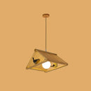 GobekUsa Wooden Asian Triangle Island Pendant Light in Natural Wood Finish