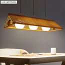 GobekUsa Wooden Asian Triangle Island Pendant Light in Natural Wood Finish