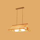 GobekUsa Wooden Asian Triangle Island Pendant Light in Natural Wood Finish