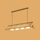 GobekUsa Wooden Asian Triangle Island Pendant Light in Natural Wood Finish