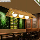 GobekUsa Wooden Asian Triangle Island Pendant Light in Natural Wood Finish