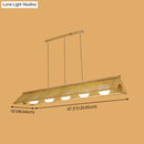GobekUsa Wooden Asian Triangle Island Pendant Light in Natural Wood Finish