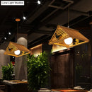 GobekUsa Wooden Asian Triangle Island Pendant Light in Natural Wood Finish