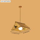 GobekUsa Wooden Asian Triangle Island Pendant Light in Natural Wood Finish