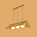 GobekUsa Wooden Asian Triangle Island Pendant Light in Natural Wood Finish