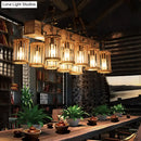 GobekUsa Wooden Farmhouse Ceiling Light with 10 Heads for Island and Restaurant Dining, Hanging Lamp with Linear Beam
