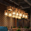 GobekUsa Wooden Farmhouse Ceiling Light with 10 Heads for Island and Restaurant Dining, Hanging Lamp with Linear Beam