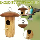 Mushroom wooden hanging hummingbird house outdoor garden decor by Decorbites