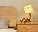 GobekUsa Wooden Robot Shape Creative Table Lamp Indoor Study Fashion Reading Desk Lamp Nordic Modern Desktop Decorative Night Light
