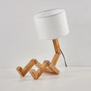 GobekUsa Wooden Robot Shape Creative Table Lamp Indoor Study Fashion Reading Desk Lamp Nordic Modern Desktop Decorative Night Light