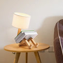 GobekUsa Wooden Robot Shape Creative Table Lamp Indoor Study Fashion Reading Desk Lamp Nordic Modern Desktop Decorative Night Light