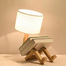 GobekUsa Wooden Robot Shape Creative Table Lamp Indoor Study Fashion Reading Desk Lamp Nordic Modern Desktop Decorative Night Light