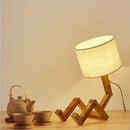 GobekUsa Wooden Robot Shape Creative Table Lamp Indoor Study Fashion Reading Desk Lamp Nordic Modern Desktop Decorative Night Light