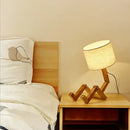 GobekUsa Wooden Robot Shape Creative Table Lamp Indoor Study Fashion Reading Desk Lamp Nordic Modern Desktop Decorative Night Light