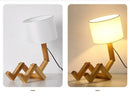 GobekUsa Wooden Robot Shape Creative Table Lamp Indoor Study Fashion Reading Desk Lamp Nordic Modern Desktop Decorative Night Light