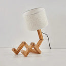 GobekUsa Wooden Robot Shape Creative Table Lamp Indoor Study Fashion Reading Desk Lamp Nordic Modern Desktop Decorative Night Light