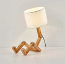 GobekUsa Wooden Robot Shape Creative Table Lamp Indoor Study Fashion Reading Desk Lamp Nordic Modern Desktop Decorative Night Light