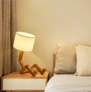 GobekUsa Wooden Robot Shape Creative Table Lamp Indoor Study Fashion Reading Desk Lamp Nordic Modern Desktop Decorative Night Light