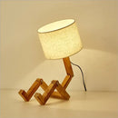 GobekUsa Wooden Robot Shape Creative Table Lamp Indoor Study Fashion Reading Desk Lamp Nordic Modern Desktop Decorative Night Light