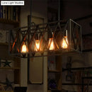 GobekUsa Wrought Iron Black Rectangular Hanging Light Fixture - Industrial Style for Bar Island Lighting