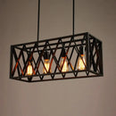 GobekUsa Wrought Iron Black Rectangular Hanging Light Fixture - Industrial Style for Bar Island Lighting