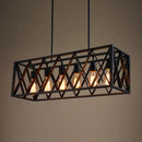 GobekUsa Wrought Iron Black Rectangular Hanging Light Fixture - Industrial Style for Bar Island Lighting