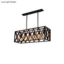 GobekUsa Wrought Iron Black Rectangular Hanging Light Fixture - Industrial Style for Bar Island Lighting
