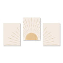 Minimalist beige & gold sun rising horizon wall art bedroom triptych