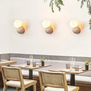 GobekUsa Yellow Travertine LED Wall Sconce with Nordic Modern Glass Design